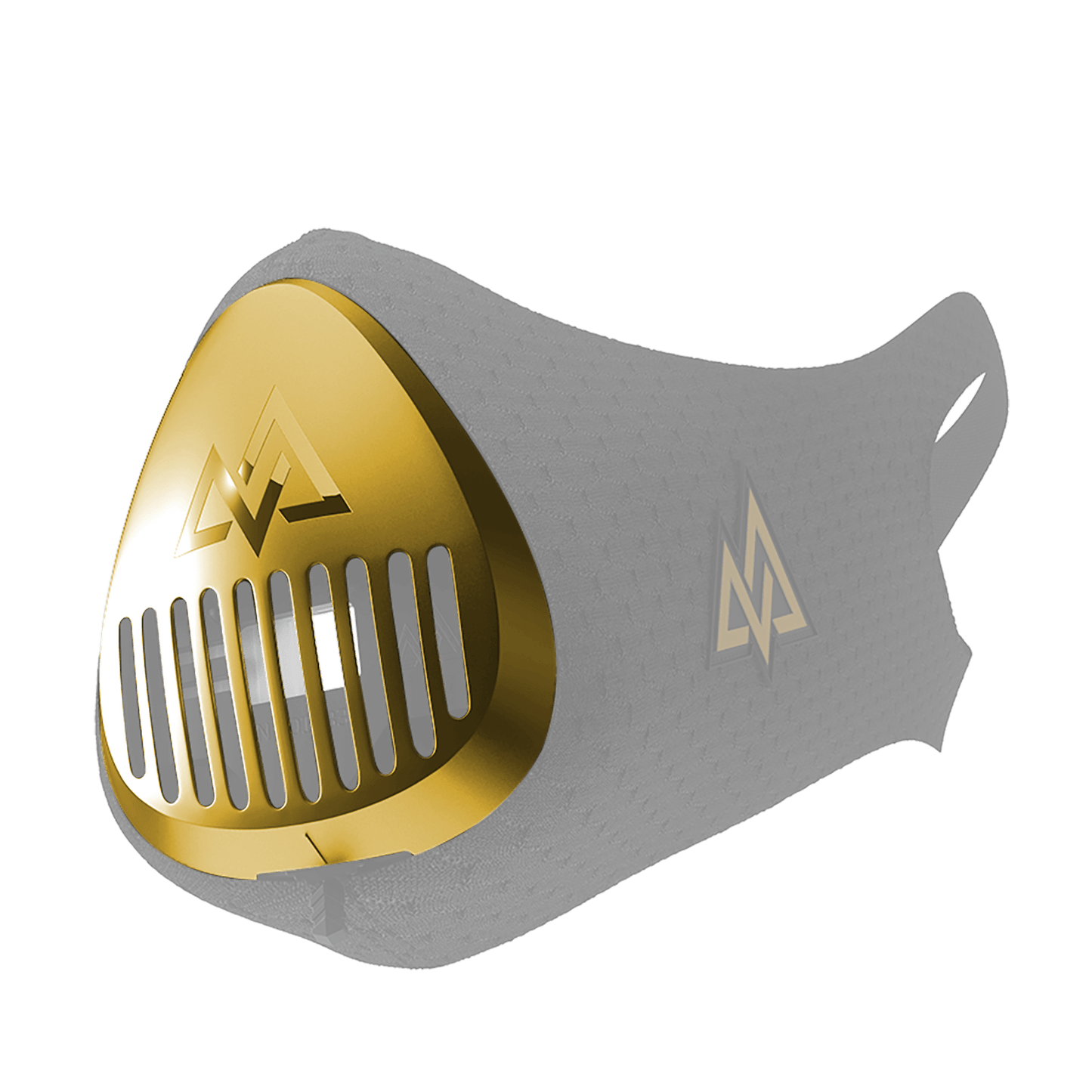 3.0 Gold Chrome Cap - Left side view on mask