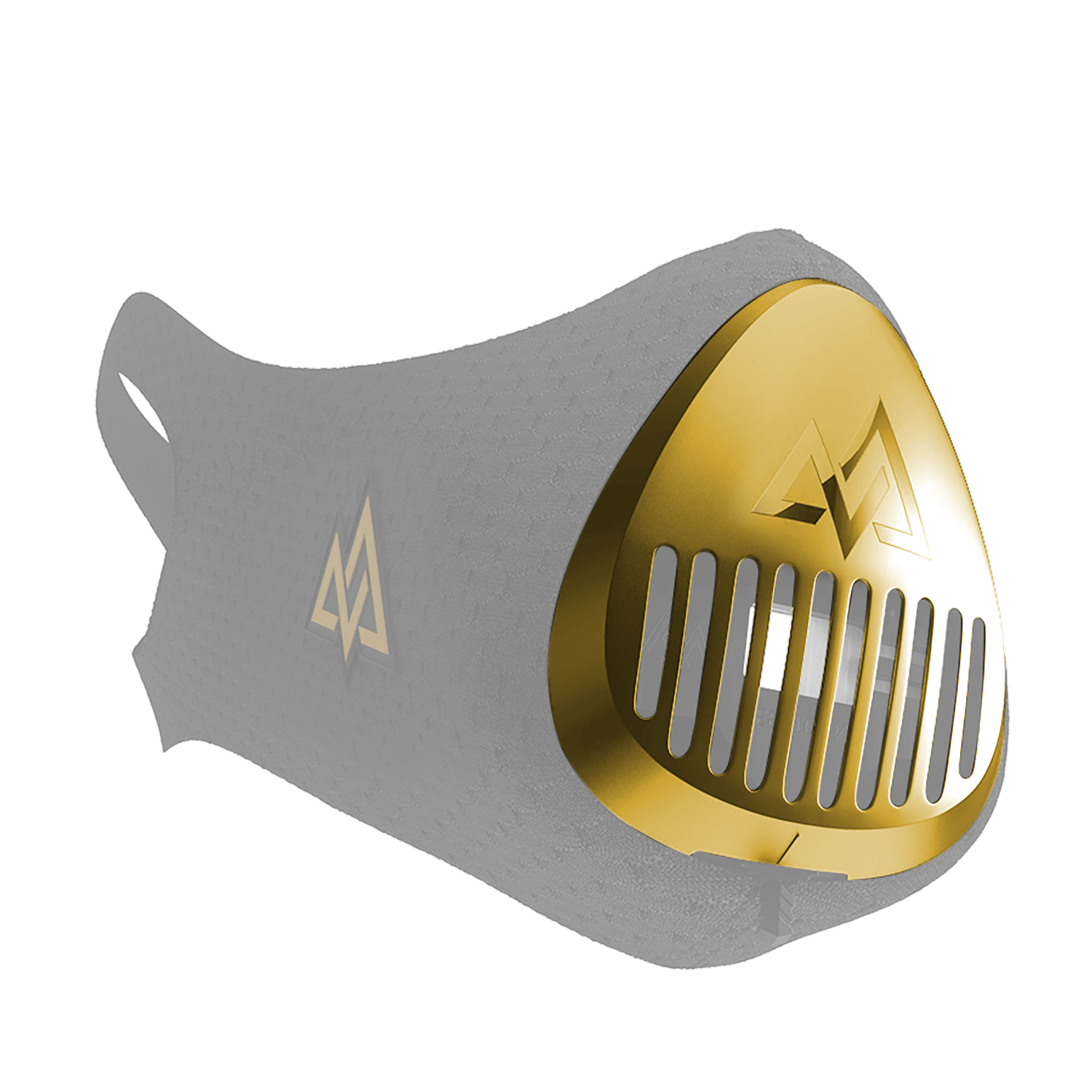 3.0 Gold Chrome Cap - Right side view on mask