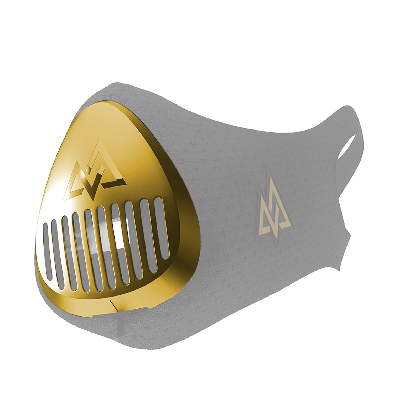 3.0 Gold Chrome Cap - Left side view on mask