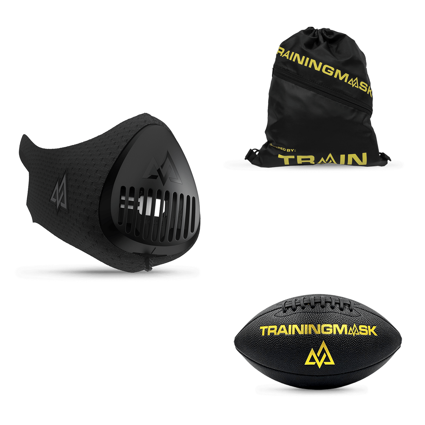 3.0 ALL BLACK SPORTS BUNDLE - 3.0 Mask, Zip Cinch Bag, and Football